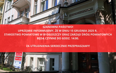 Zdjęcie do Komunikat dotyczący godzin pracy urzędu w dniu 15 grudnia 2025 r. 