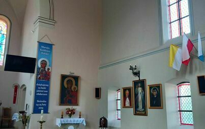 Parafia św. Andrzeja Boboli w Sicienku - prace konserwatorskie polegąjące na remoncie ścian wewnętrznych świątyni