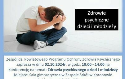 Zdjęcie do Zaproszenie na bezpłatną konferencję &bdquo;Zdrowie psychiczne dzieci i młodzieży&rdquo;