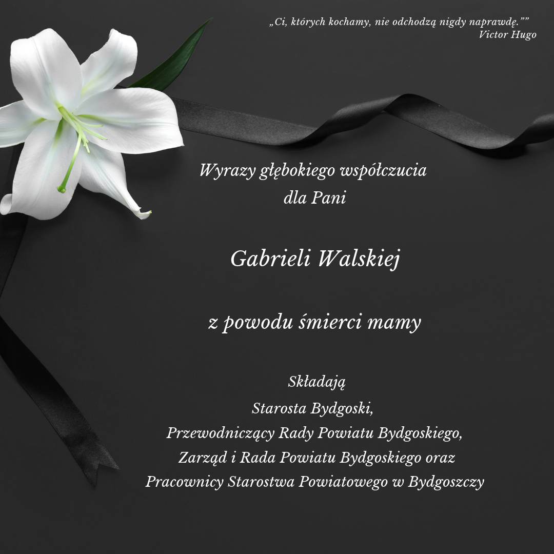 NEKROLOG z&nbsp;tekstem i&nbsp;biały kwiat plus czarna wstążka