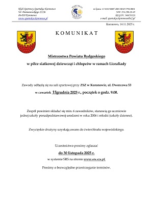 Komunikat na&nbsp;zawody piłka siatkowa licealiada